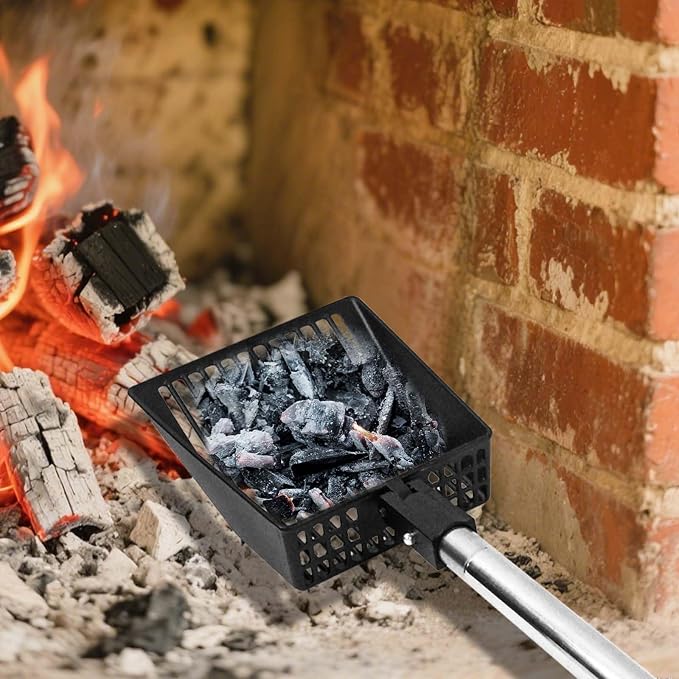 Long Handle Fireplace Ash Sifter, Hollow Out Metal Coal Shovel Adjustable - Image 6