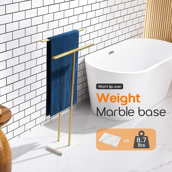 Standing Towel Rack for Bathroom 2-Tier Towel Holder Free Stand - Image 5