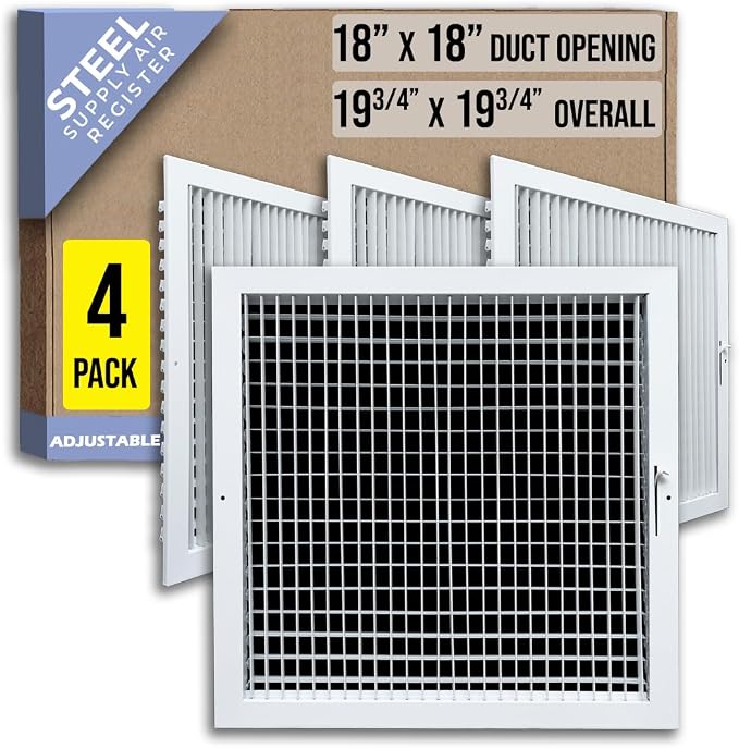 Fits 18x18 Duct Opening Steel Adjustable Air Supply Grille by Handua | Register by Handua