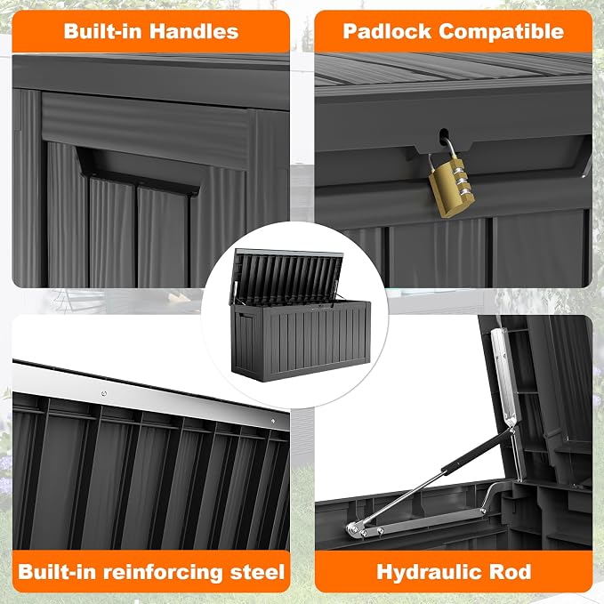 90 Gallon Deck Box, Resin Outdoor Storage Box - Image 7