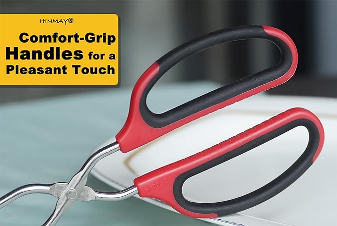 Scissor Tongs 3-Piece Set in 10, 12 and 16 Inch Red Stainless Steel