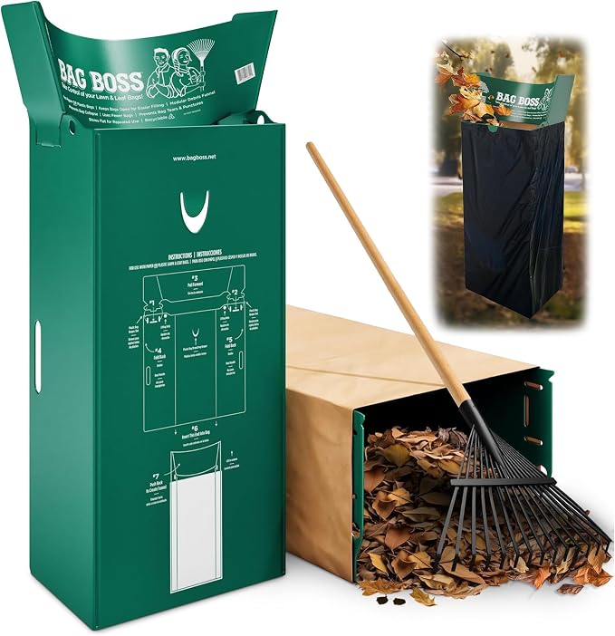 Lawn & Leaf Bag Holder Stand | Fits 33-55 Gallon Paper or Plastic Yard Waste by BagBoss