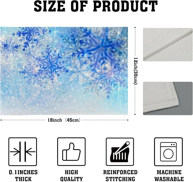 Giwawa Christmas Snowflake Placemats, Winter Snow Place Mats Set of 4 - Image 4