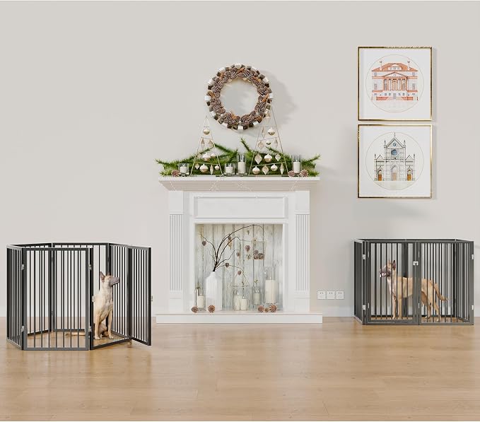 Vantas Folding No-Assembly Metal Pet Gate 120" Wide, Freestanding Accordion - Image 4