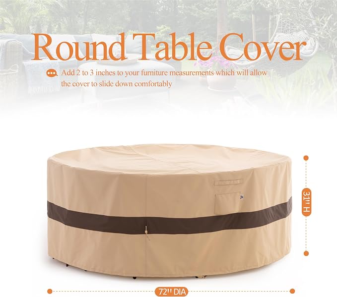 WJ-X3 Round Patio Furniture Cover, Waterproof, UV Resistant, Anti-Fading - Image 7