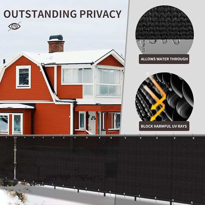 LOVE STORY Custom Size 3.3'x11' Black Balcony Privacy Screen, UV Block Privacy - Image 4