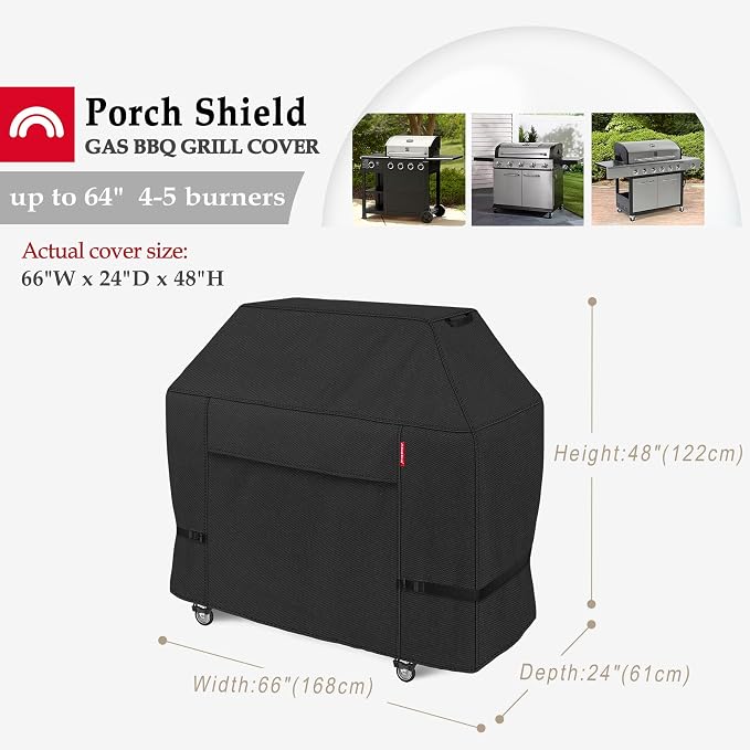 Porch Shield 64W x 24D x 48H inch Premium Gas Grill Cover Up to 64 inch - Image 2