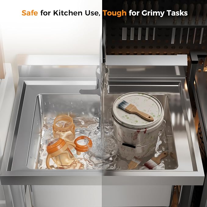 23"W Compact Utility Sink 18/8 Stainless Steel Portable Ergonomic Sinks - Image 4