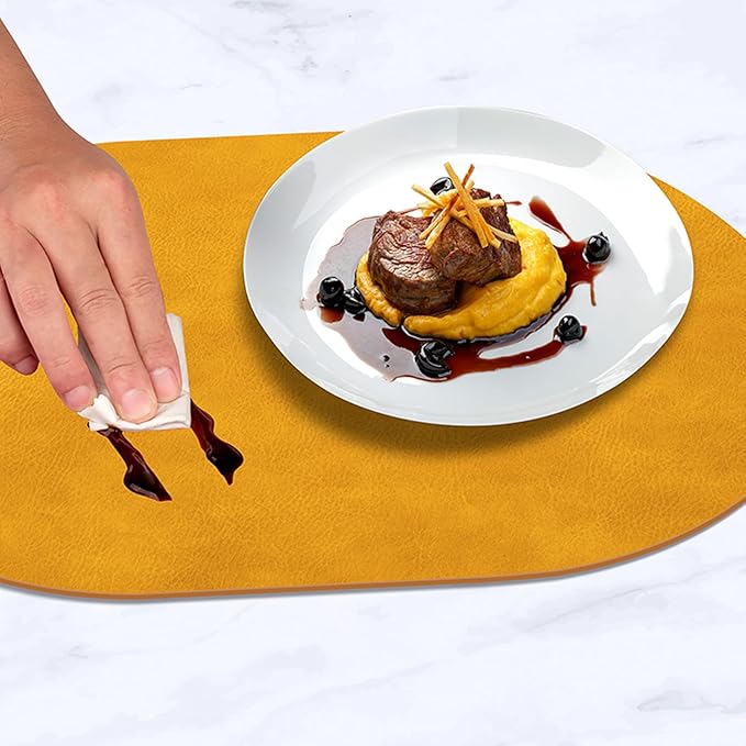 ADRIMER Placemats, Heat Resistant Oval Placemats Set of 6 Washable 12 x 17 Inch - Image 4