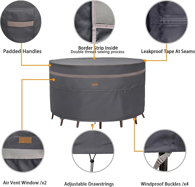 Fire Pit Cover 600D Heavy Duty Waterproof Fabric - Image 3