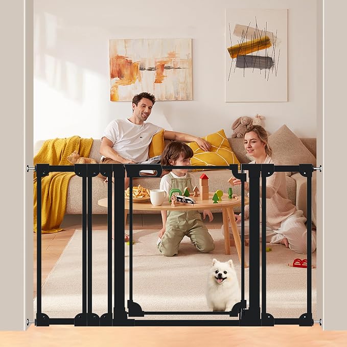 Clear Baby Gate for Stairs, 48.42-57.08" Wide, Auto Close Acrylic Pet Gate by AiWMGL