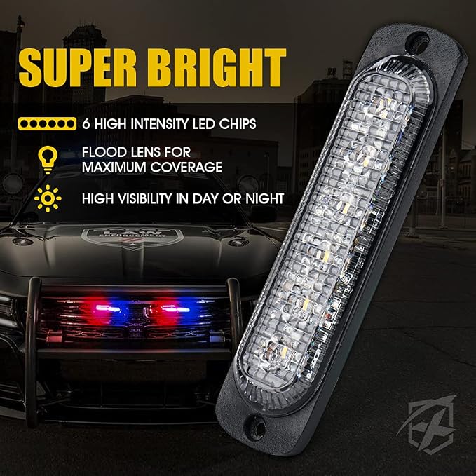 Xprite 10PCS LED Emergency Strobe Lights, Sync Feature Ultra Slim Grill Light - Image 2