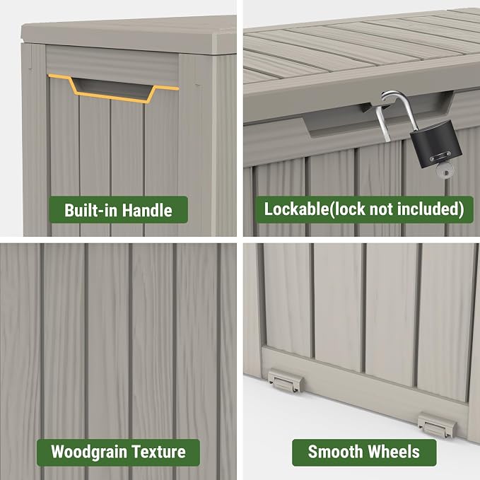 Mars Villa 72 Gallon Deck Box, Waterproof Weatherproof and UV Resistant Resin - Image 6