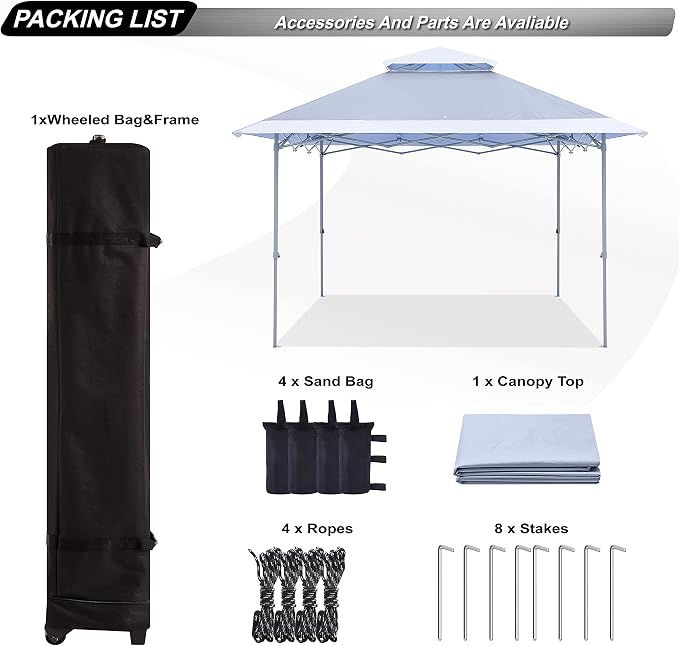 ABCCANOPY Easy Set-up 13x13 Canopy Tent 169 sq.ft Sun Shade Light Gray - Image 5