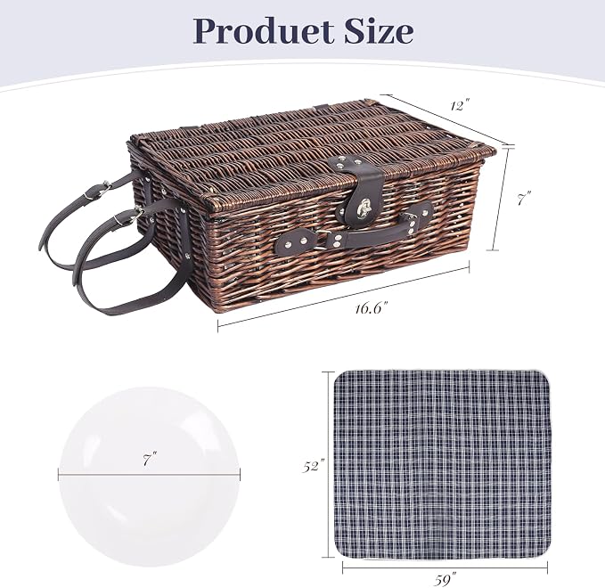 Neti Neti Wicker Picnic Basket for 4 - Image 4