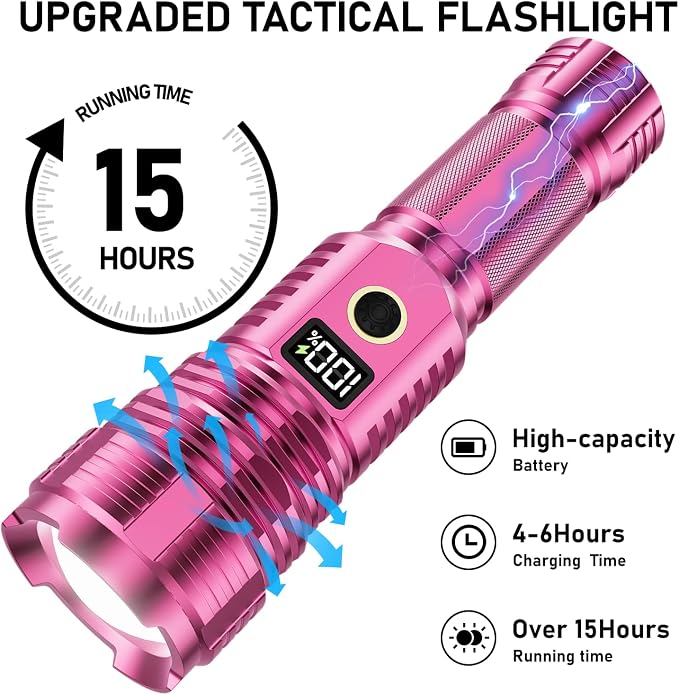Flashlights High Lumens Rechargeable, LED Super Bright Flash Light Long Beam - Image 4