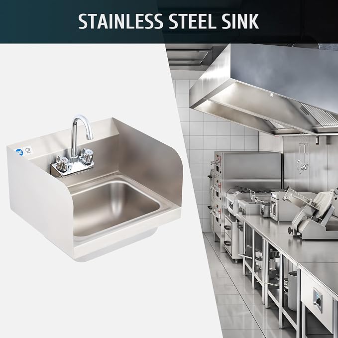 WILPREP Commercial Hand Sink, NSF Stainless Steel Sink Commercial Utility Sink - Image 2