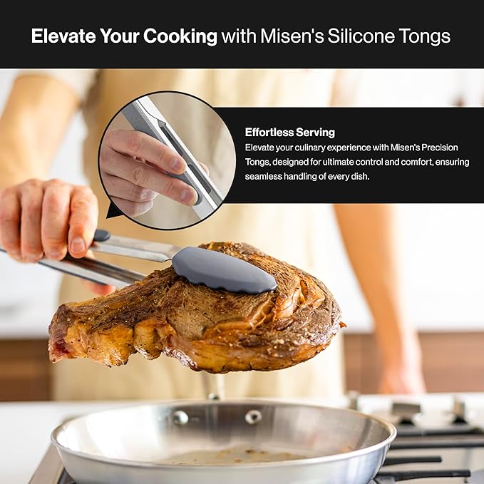 Tongs, 13-Inch Silicone-Tipped with Scalloped Edges, Gray