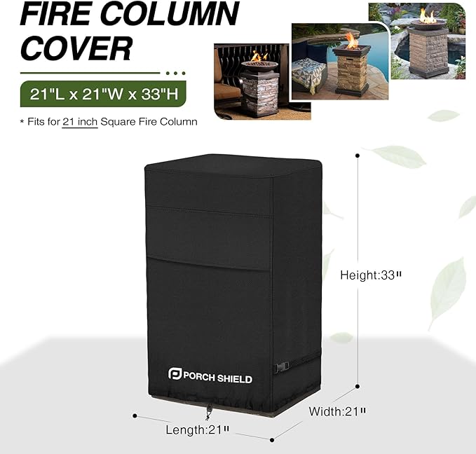 Porch Shield Fade Resistant Square Patio Fire Column Cover 21 inch Waterproof - Image 2