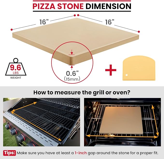 Unicook 16" x 16" Square Pizza Stone - Image 2