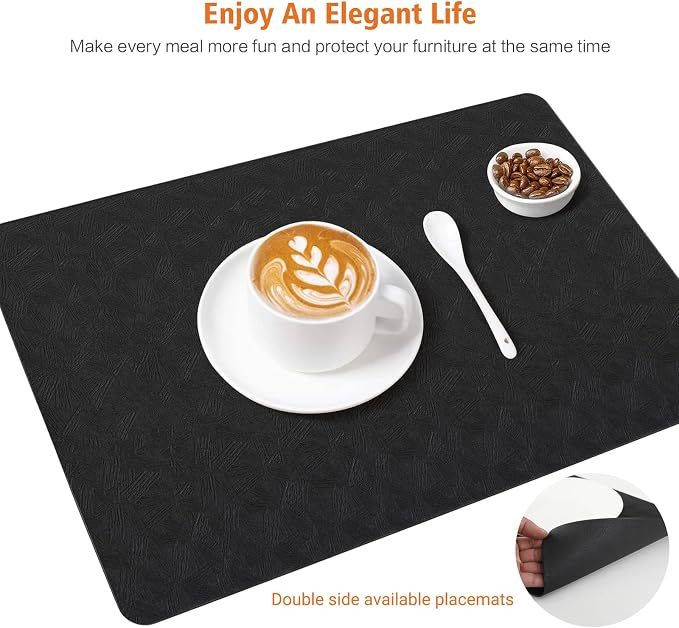 Vinyl Placemats Set of 12 Heat Resistant Easy Clean Non-Slip Place Mats - Image 3