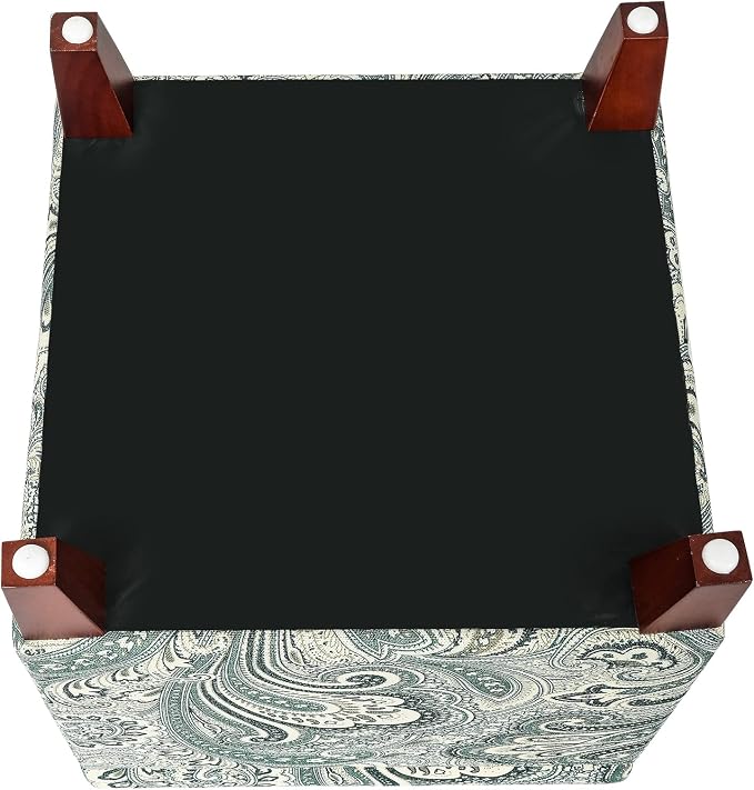 Adeco 18 Inch High Cube Ottoman Storage, Paisley Linen Chair Foot Stools - Image 9