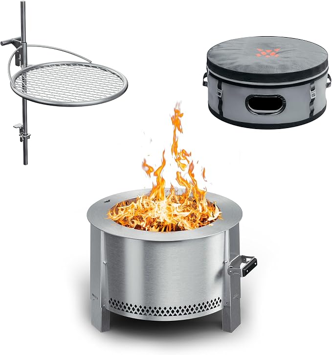Breeo Smokeless Fire Pit to-Go Bundle | 21 inch Smokeless Firepit by Breeo