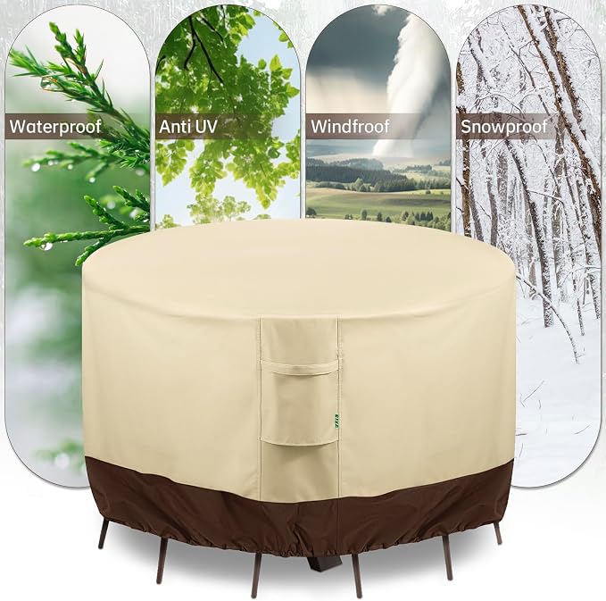 Round Patio Furniture Covers, 600D Heavy-duty UV-Resistant Fade-Proof Protection - Image 9