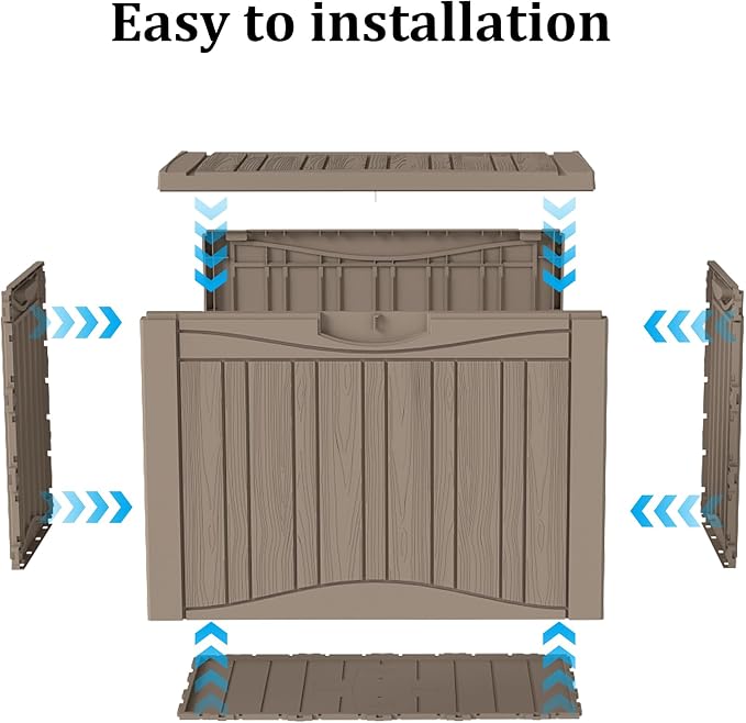50 Gallon Outdoor Storage Box Waterproof Lockable Resin Deck Box Large - Image 7