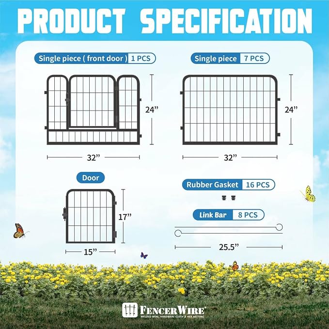 Fencer Wire Decorative Wire Fence, Panel Decor, Heavy Duty Iron Landscape Patio - Image 2