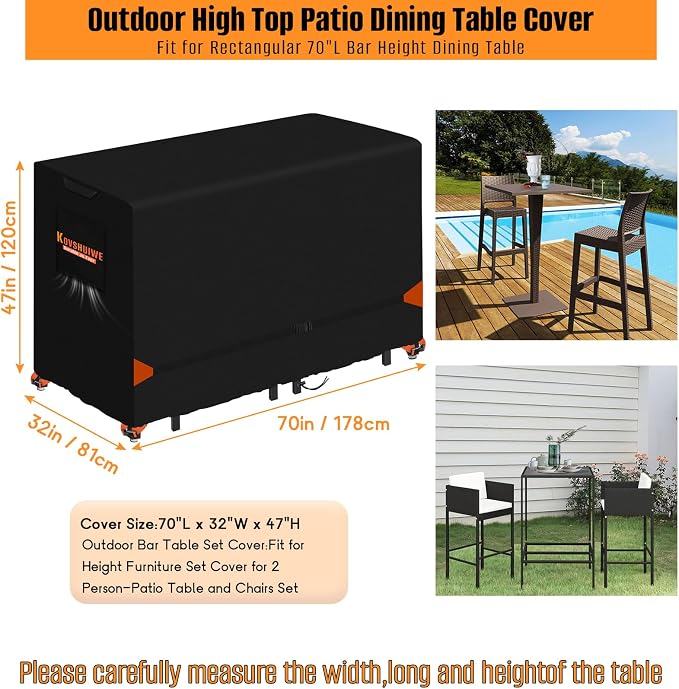 Patio Swivel Bar Set Covers for Bistro Sets 3 Piece Table and Chairs, Heavy - Image 2