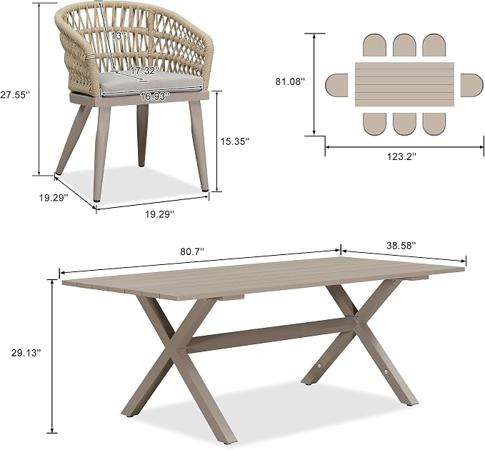 PURPLE LEAF 9 Pieces Outdoor Dining Set All-Weather PE Rattan Outdoor Patio - Image 7