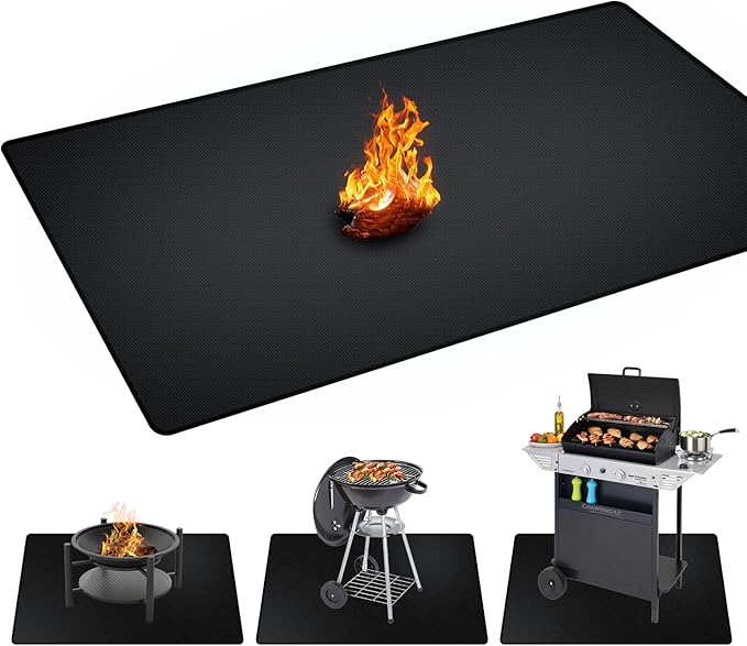 Grill Floor Mat 75x40 Inch Fiberglass Double-Sided Heat-Resistant