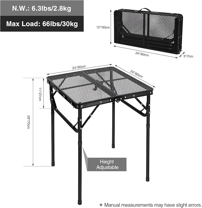 RedSwing Portable Grill Table for Outside, Aluminum Square Folding Grill Stand - Image 3