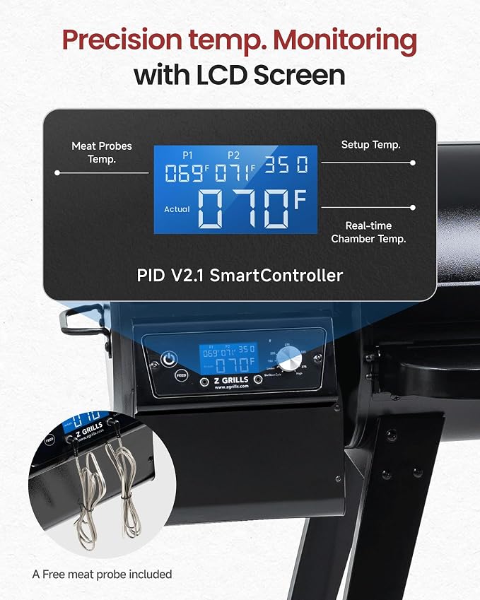 Z GRILLS Wood Pellet Grill & Smoker, PID V2.1 Controller, Meat Probe, 8 in 1 - Image 4