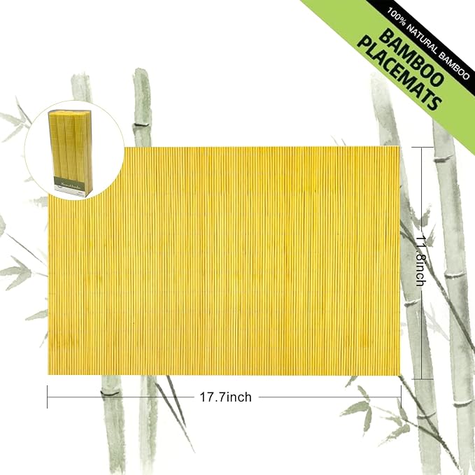 ANDSTAR Set of 8 Pcs Bamboo Placemats Natural Anti-Slip Bamboo Placemats - Image 2