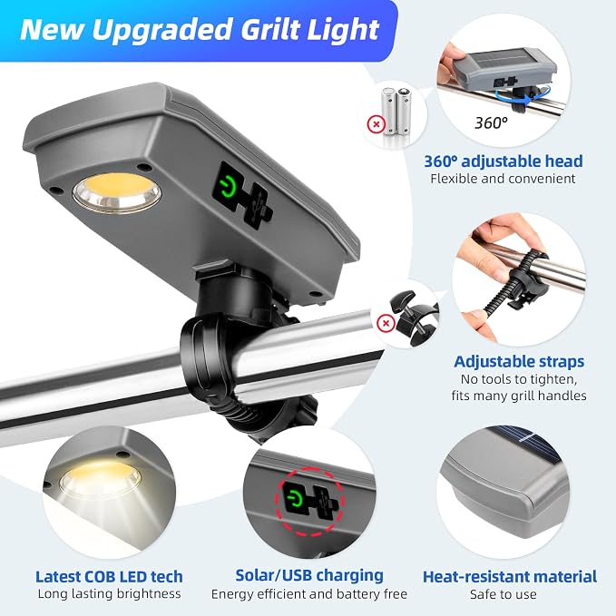 Solar Grill Light for Blackstone Griddle & Weber Grill, USB-C Solar - Image 4