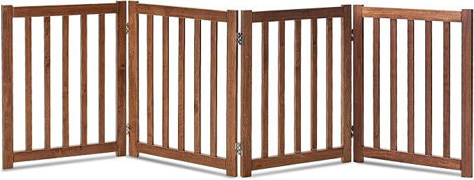 LZRS 4-Panel Wooden Free Standing Foldable Dog Gate Indoor – 24" High, Extra by LZRSPET