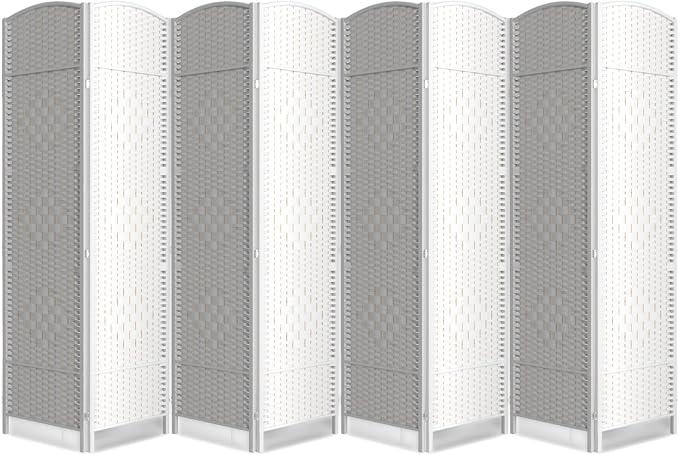 Folding Room Divider, Weave Fiber Privacy Screen, Extra Wide Room Screen by cocosica