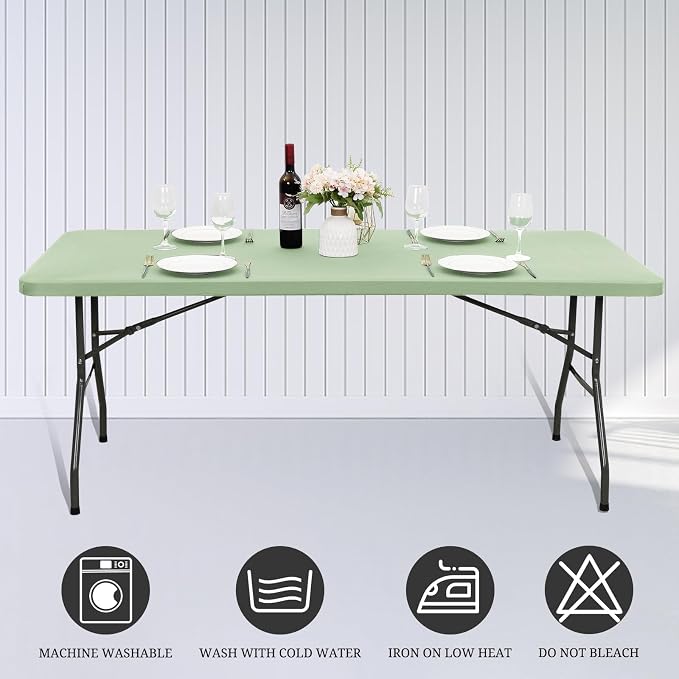 6 Pack Stretch Fabric Table Top Cap Cover, fits 6' Tables, Spandex Table Covers - Image 6