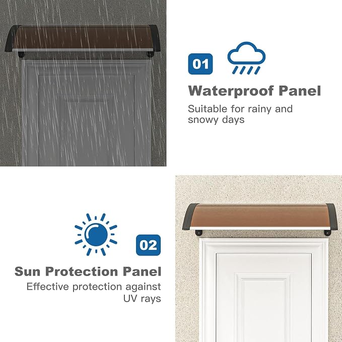 Simply-Me 40" x 40" Door Window Awning Polycarbonate Cover Front Door Outdoor - Image 3