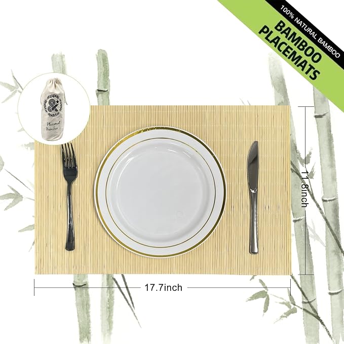 ANDSTAR Set of 12 Pcs Bamboo Placemats - Image 2