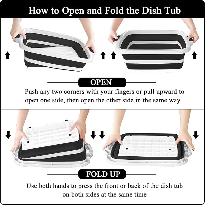 30L Orange & 16L Black Collapsible BBQ Prep Tub - Image 4