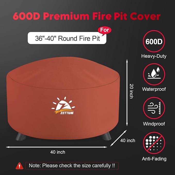 Zettum Fire Pit Cover Round 40 Inch - Image 2