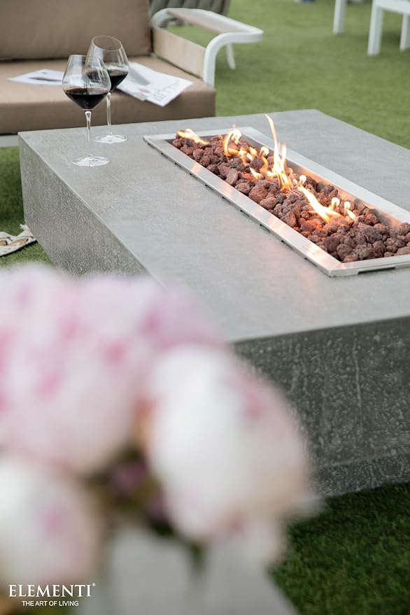 Elementi | Bundle Hampton Gas Fire Pit Cast Concrete 56" Rectangular Fire Table - Image 8