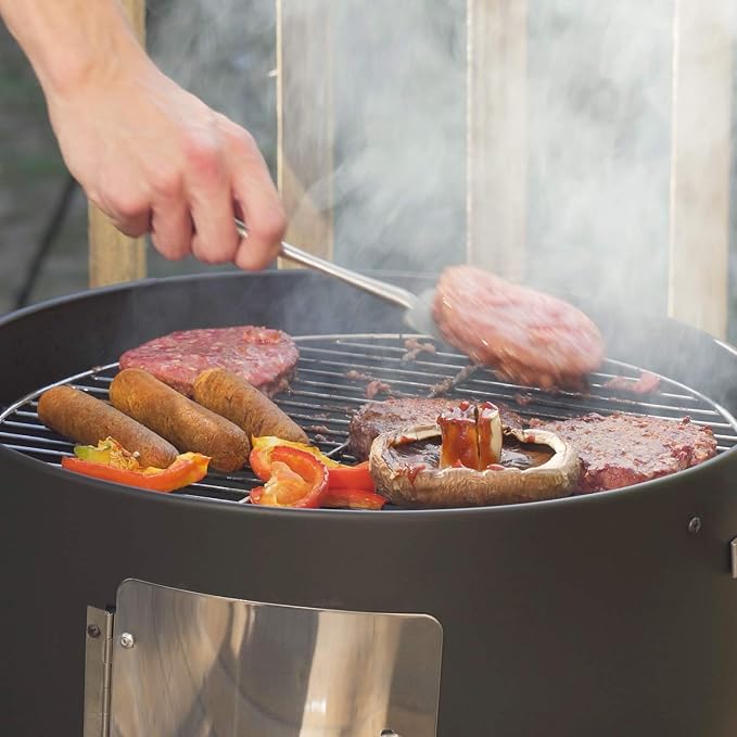 Realcook Vertical 17 Inch Steel Charcoal Smoker, Heavy Duty Round BBQ Grill - Image 4