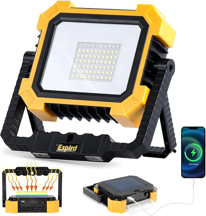 Portable LED Work Solar Light, 12000mAh 10000LM Magnetic Worklight by Espird