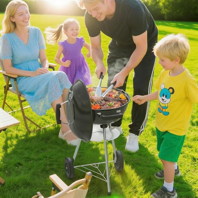 18 inch Charcoal Grill, Portable Kettle BBQ Grills, Perfect BBQ Gift, Durable & - Image 2