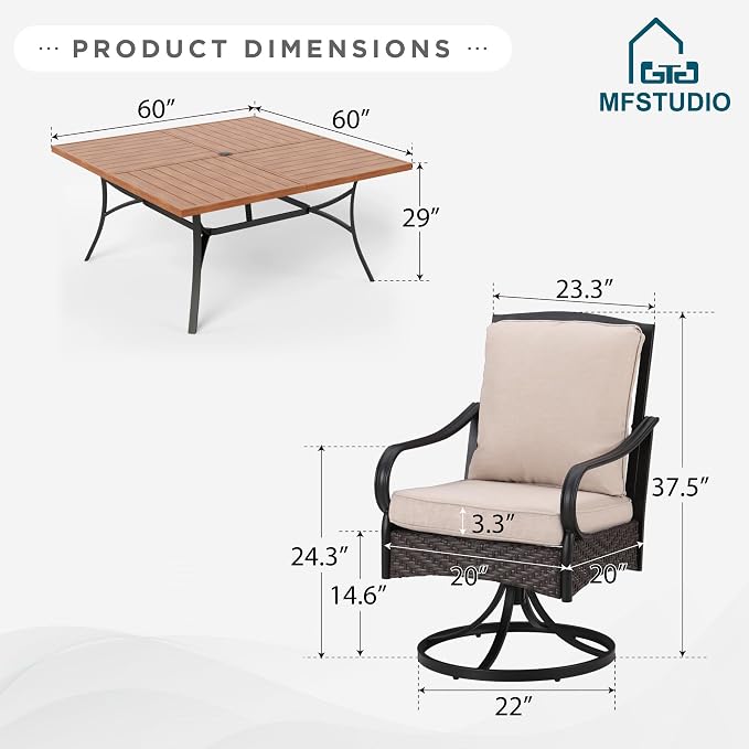 MFSTUDIO 9 Pieces Outdoor Dining Set - Image 9