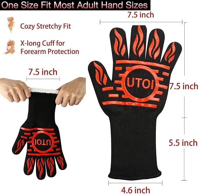 BBQ Grill Gloves 1472°F Heat Resistant, Long Grilling Gloves Oven Mitts - Image 5